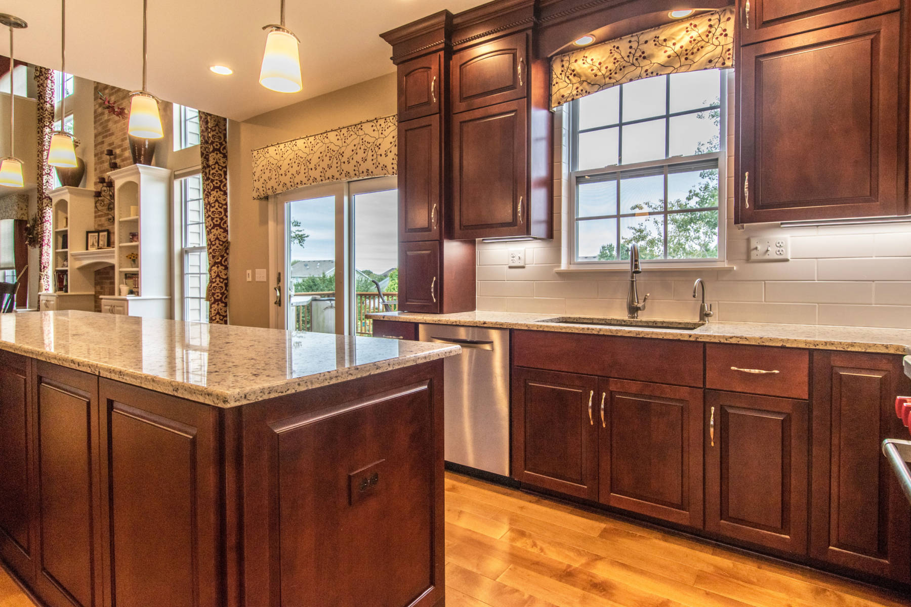 Remodeled Kitchen with Brown Cabinets