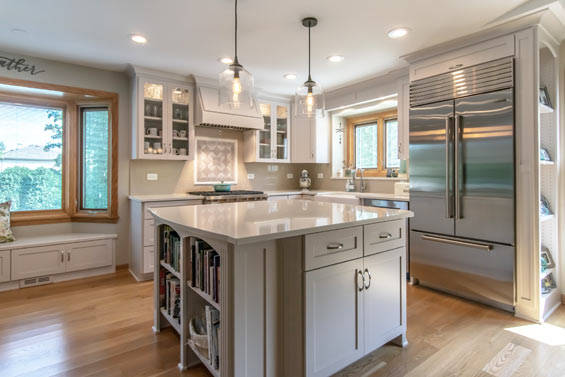 Reliable Home Improvement Remodeled White Kitchen With Square Center Island