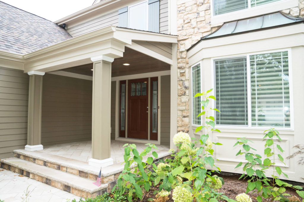 remodeled front entry of a family home