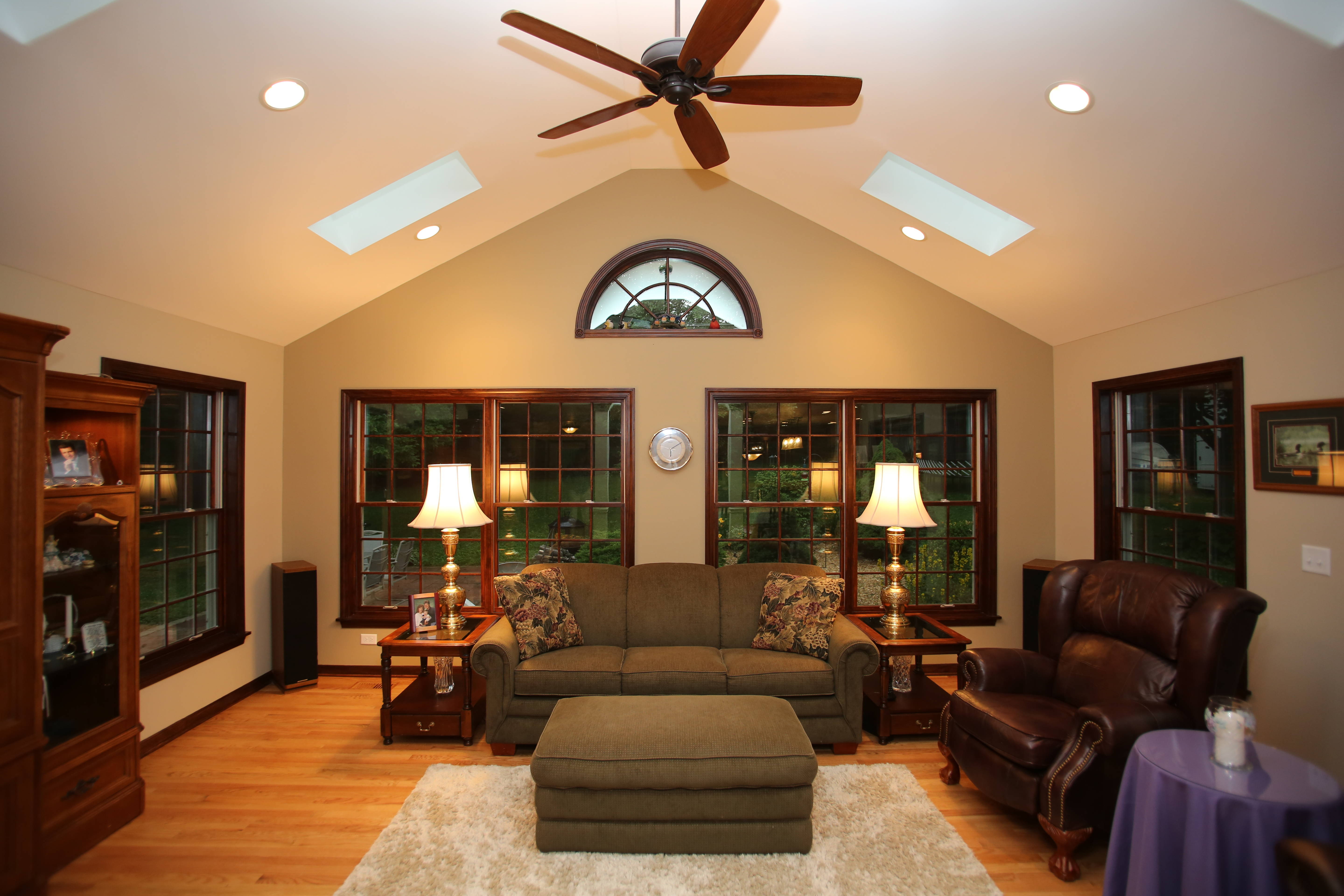 living room with raised ceiling