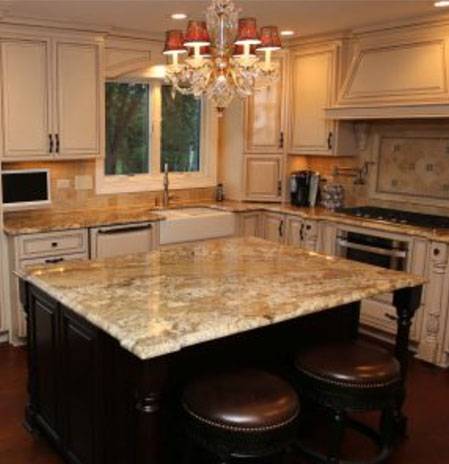 Remodeled traditional kitchen with island